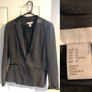 Grey & Leather Blazer